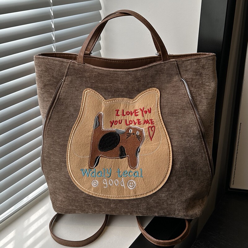 Cute Girl Large-Capacity Tote Bag for Women 2025 Autumn and Winter New Retro Fashion Shoulder Bag High-End Underarm Bag