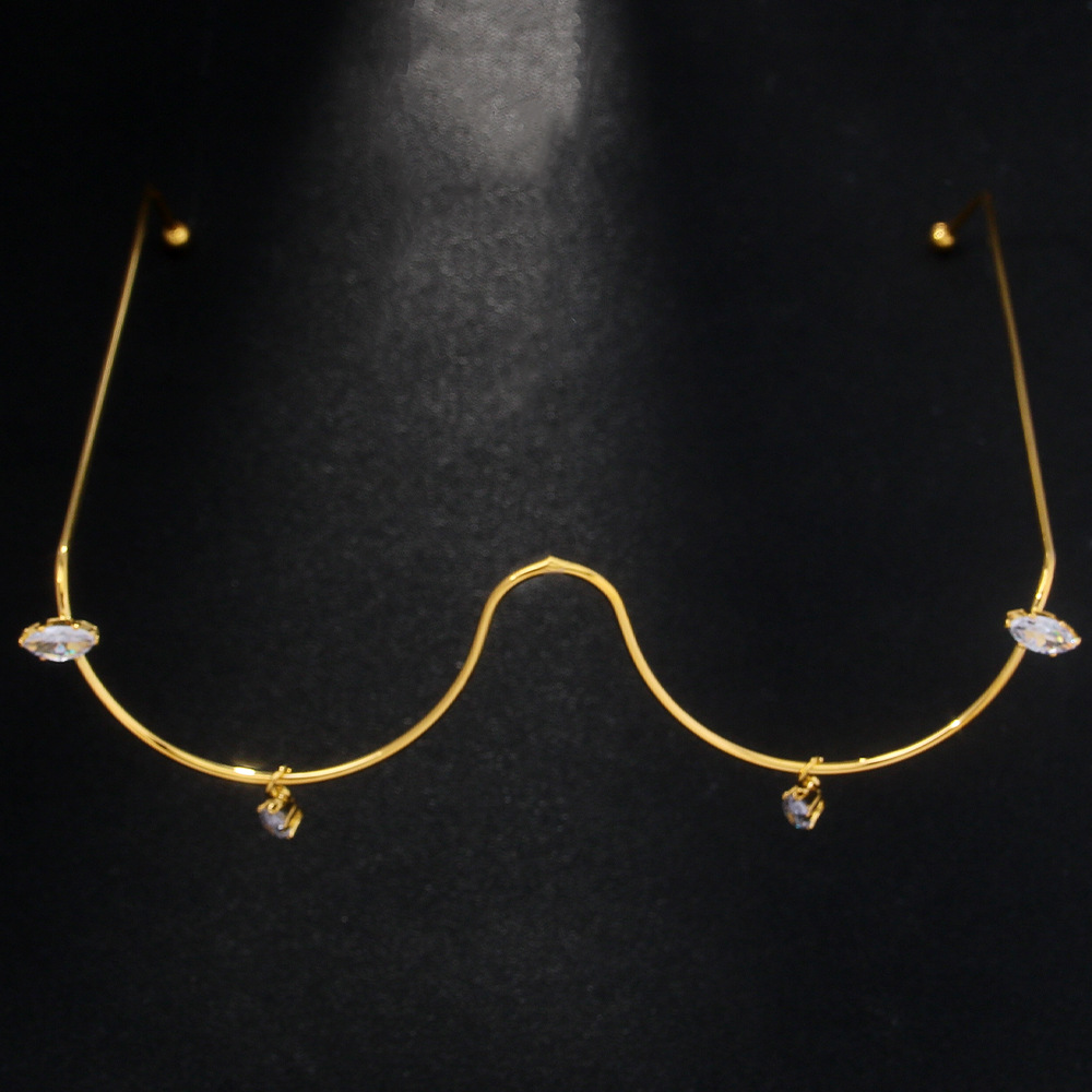 Cross-border caliente-venta de agua gota de circón medio marco gafas marco elegante todo partido rhinestone gafas decoración ojo marcos