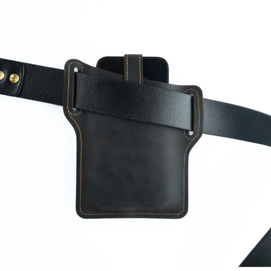 Cross-border Retro Crazy Horse Leather Men's Mobile Phone Bag Outdoor Portable Waist Hanging Mobile Phone Leather Waist Bag Mobile Phone Protective Cover