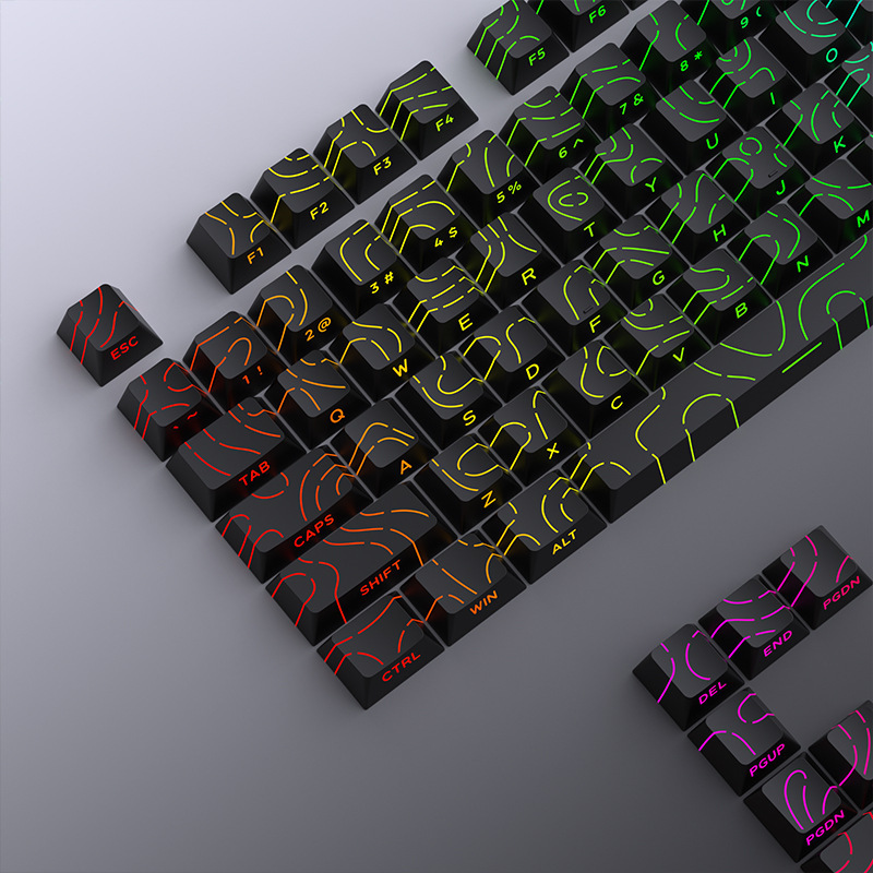 等高線側刻機械キーボードキーキャップ線透光互換美加獅子wooting60made68ace68|undefined