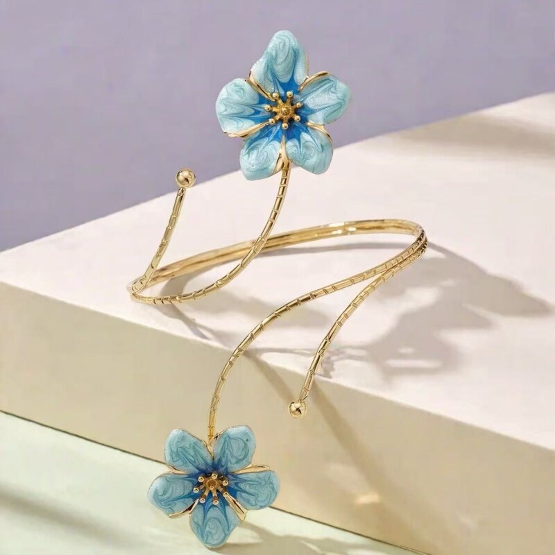 Metal Oil-Drip Floral Arm Bracelet, Adjustable Open Arm Ring, Elegant and Unique Accessory for Women Metal Oil-Drip Floral Arm Bracelet, Adjustable Open Arm Ring, Elegant and Unique Accessory for Women