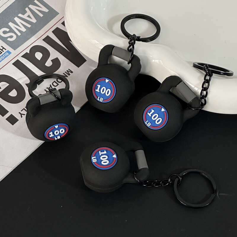 New Cross-Border Pvc Fitness Kettlebell Car Keychain, High-Value Bag Pendant, Cultural and Creative Opening Gift Souvenir