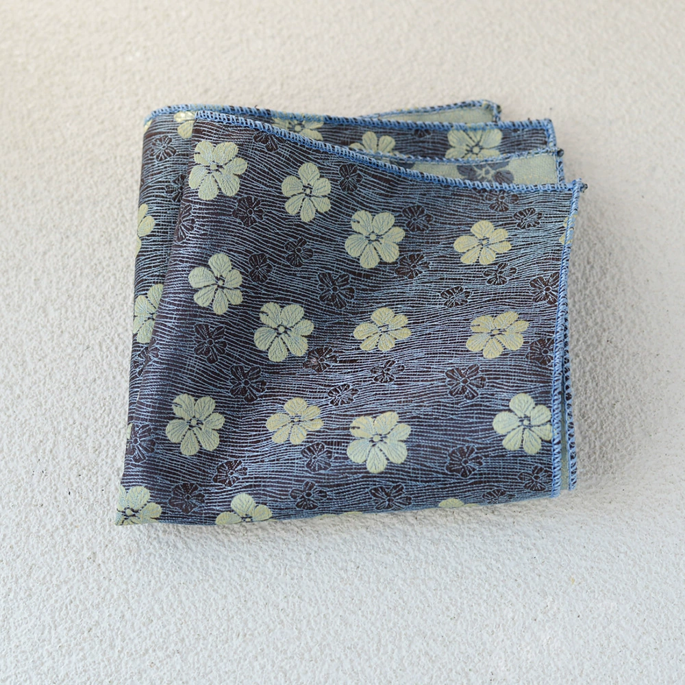 Vintage Hong Kong style floral pocket square for men’s business suit, Korean version formal accessory, chest scarf, small square scarf