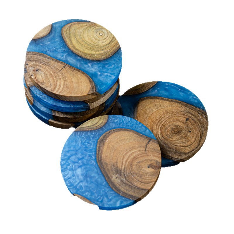 Posavasos de mármol transfronterizo posavasos de madera creativa boj anti-escaldado café bar mantel tapete té con aislamiento térmico posavasos redondos
