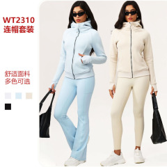 LULU ZGLY スポーツスーツ レディース 秋冬 アウトドア フード付きスウェットシャツ ヨガトップ 長袖 スポーツヨガウェア