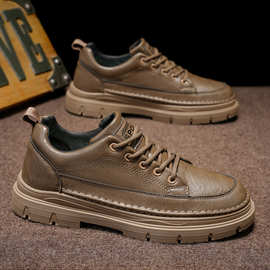 男鞋2026新款冬季休闲皮鞋男士马丁靴低帮防滑软底学生工装靴子