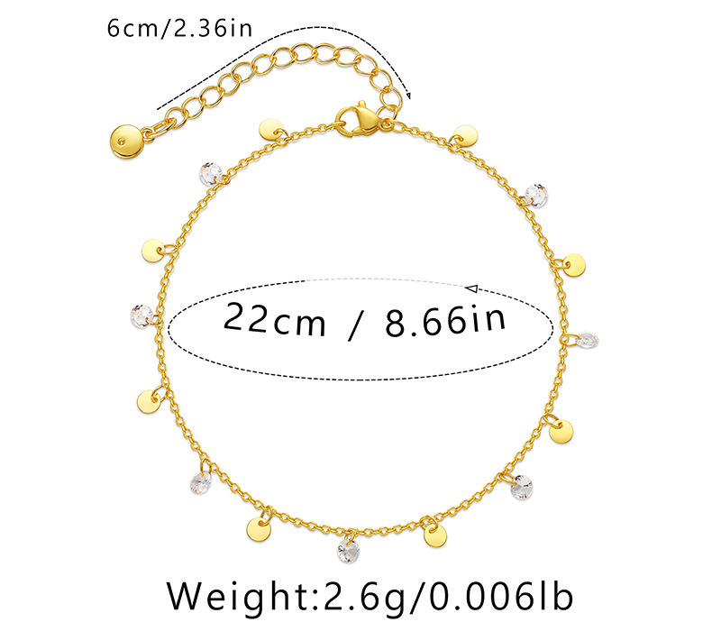 New Style Geometric Sequin Copper 18k Gold Plated Leg Chain Anklet display picture 1