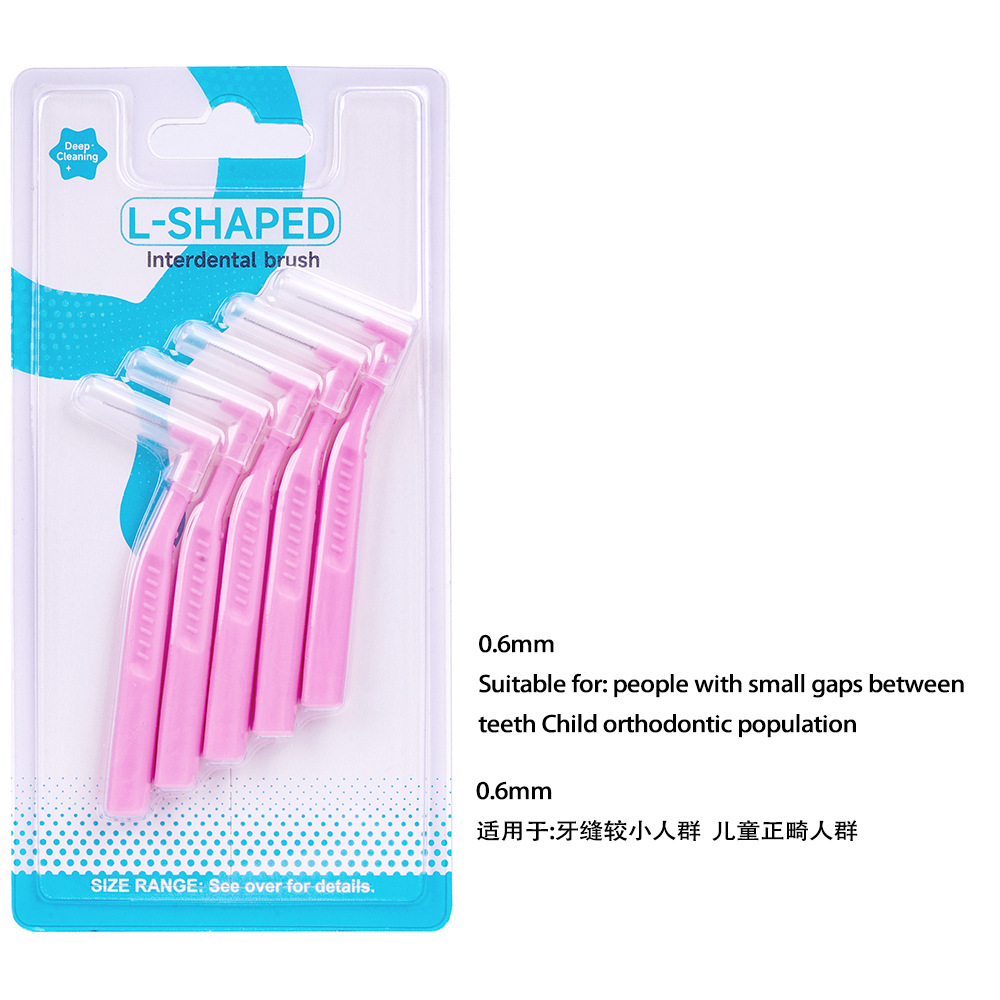 Cepillo interdental en forma de L cepillo interdental cuidado de ortodoncia cerdas suaves limpieza desechable espacio de la ranura cepillo interdental en forma de 7