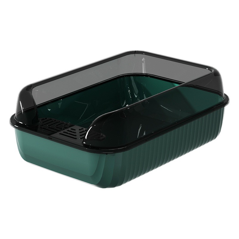 Nuevo estilo ligero de lujo caja de arena para gatos grande anti-Splash gato suministros de limpieza semi-cerrado caja de arena para gatos fábrica al por mayor