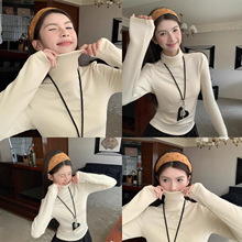 高领打底衫女内搭秋冬2025年新款加绒加厚堆堆领高级感上衣