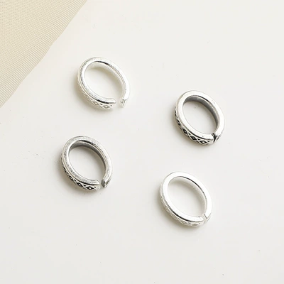 Pure Silver S925 Vintage Thai Silver Open Ring Spacer Beads DIY Handmade Beaded Bracelet Necklace Accessories Connector Materials (Zərgərlik ara hissələri) - white-silver-one-price
