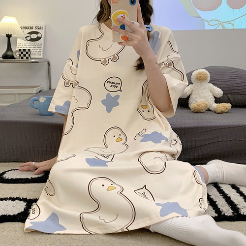 Korean version of cute nightgown for women summer short-sleeved cartoon 2024 new pajamas for girls summer home clothes cross-border wholesale