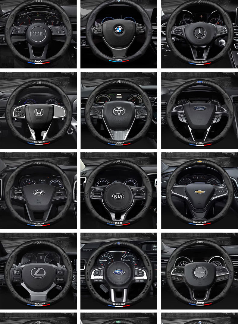Cross-Border Suede Car Steering Wheel Cover 5D Embossed Logo Car Logo Ultra-Thin All-Season Suede Handlebar Cover
