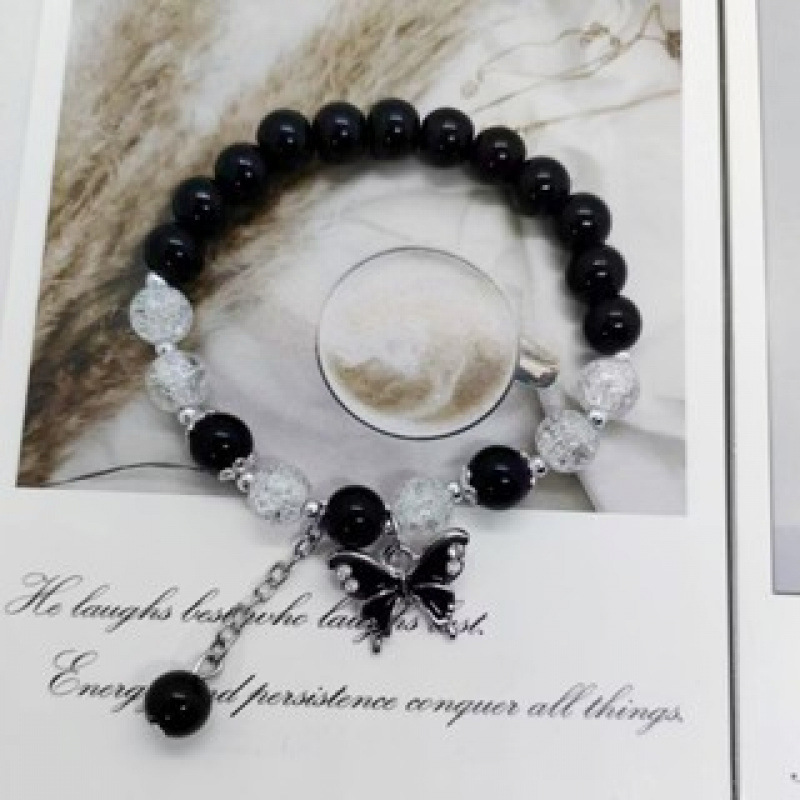 S055-블랙 폭발 나비 비즈 팔찌#SZ457용