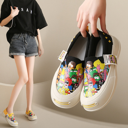  New Women's Shoes Slip-On Flat Shoes Foreign Trade Cloth Shoes Korean Style Fashion Casual Canvas Shoes Dropshipping