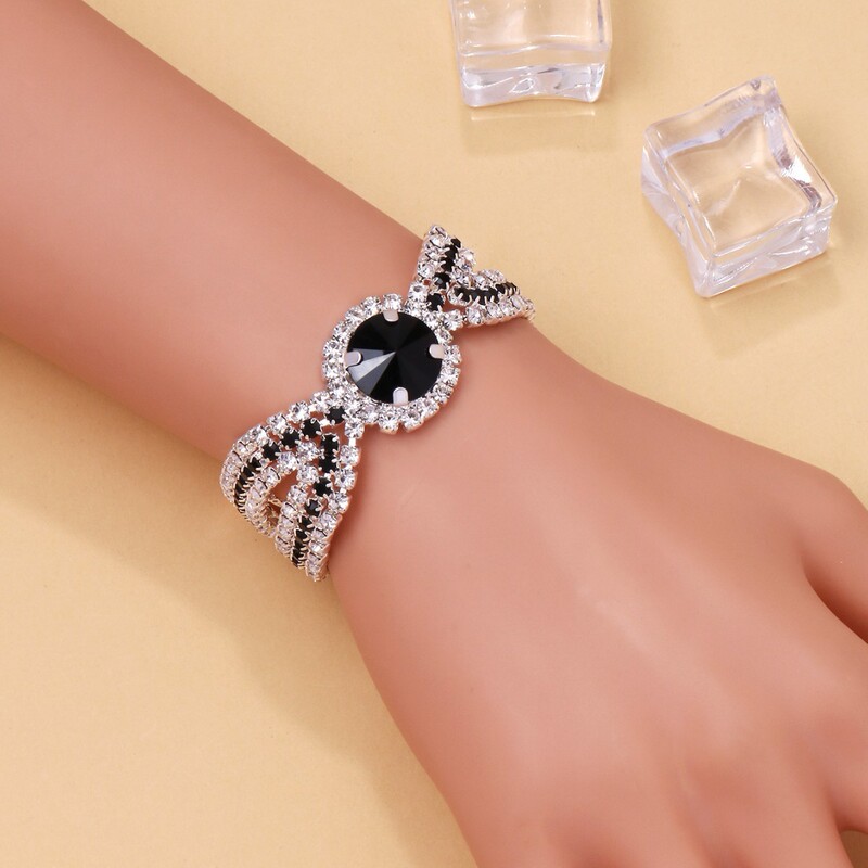 Cross-border black zircon bracelet European and American rhinestone hollow tennis chain manufacturers wholesale fashion bracelet bracelet
