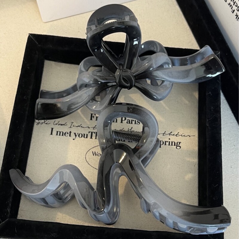 Autumn and Winter Acrylic Bow Geometric Hairpin Women's 2024 New High-grade Grab Clip Large Ribbon Shark Clip