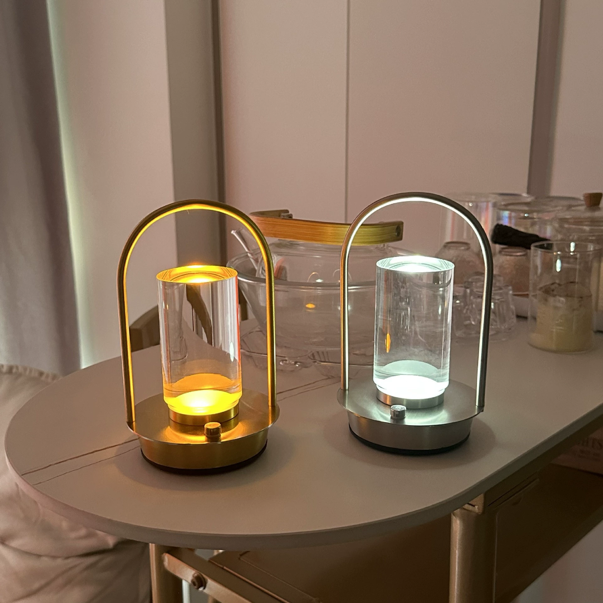 Retro handheld LED lights, touch night light for bedroom for bed, lantern