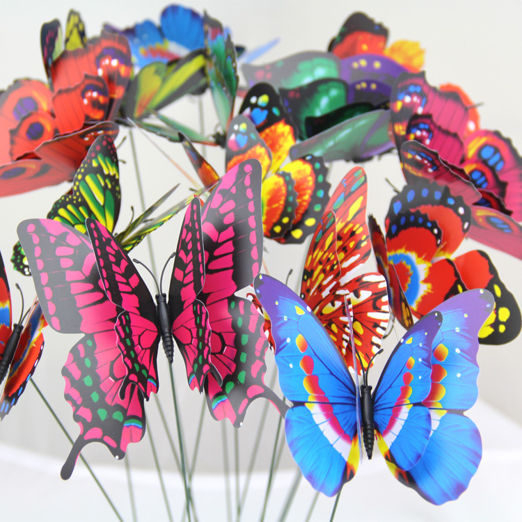 12cm double-layer insert butterfly PVC simulation butterfly outdoor garden decoration flower arrangement accessories garden layout