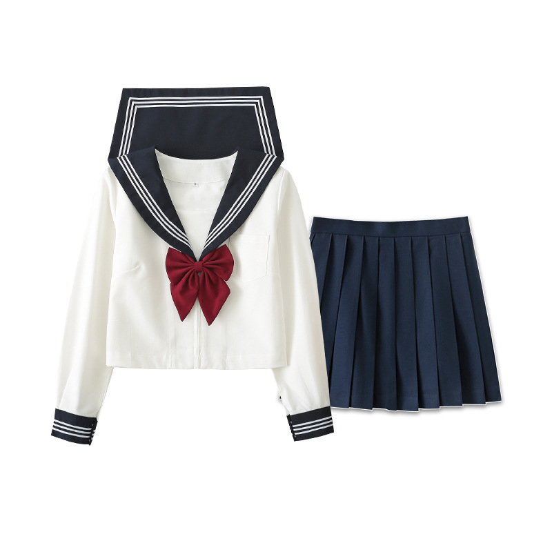 Long-sleeved top + 43cm umbrella skirt (burgundy bow tie)