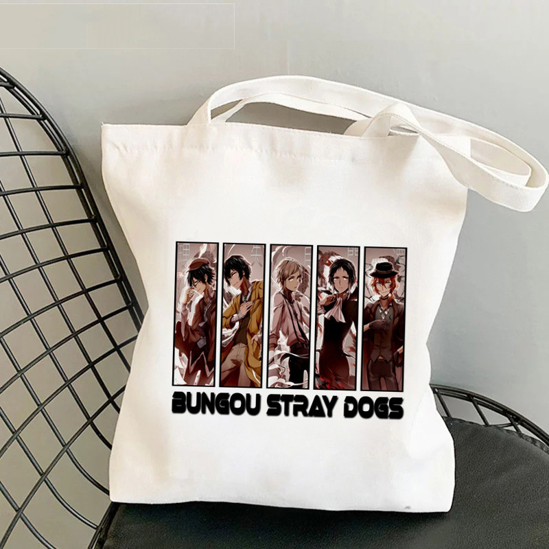 Comercio extranjero transfronterizo Bungou Stray Dogs impresión bolsa de lona Harajuku bolsa de hombro bolsa de moda bolsa de compras