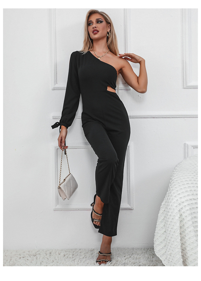 Black Straight Slim Solid Color Jumpsuit - Jumpsuits & Rompers - Uniqistic.com