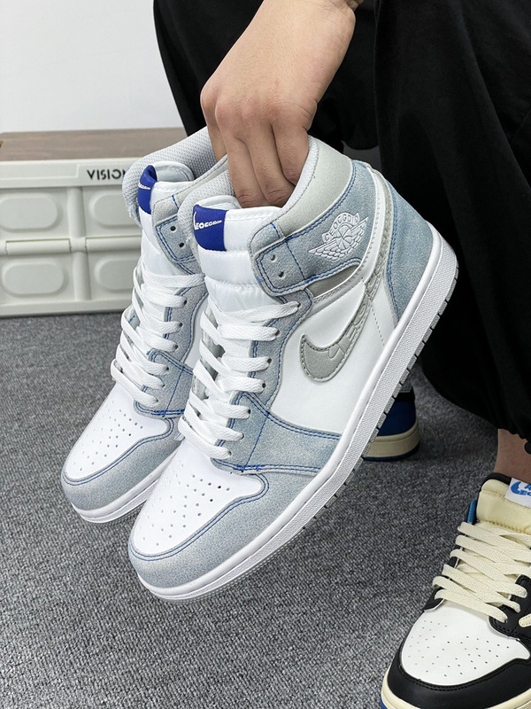 [Pu'Ian Factory] Naike Official Aj Men's Shoes High-Top Ash Aj1 Black and White Basketball Shoes Air Force Women's Casual Sneakers