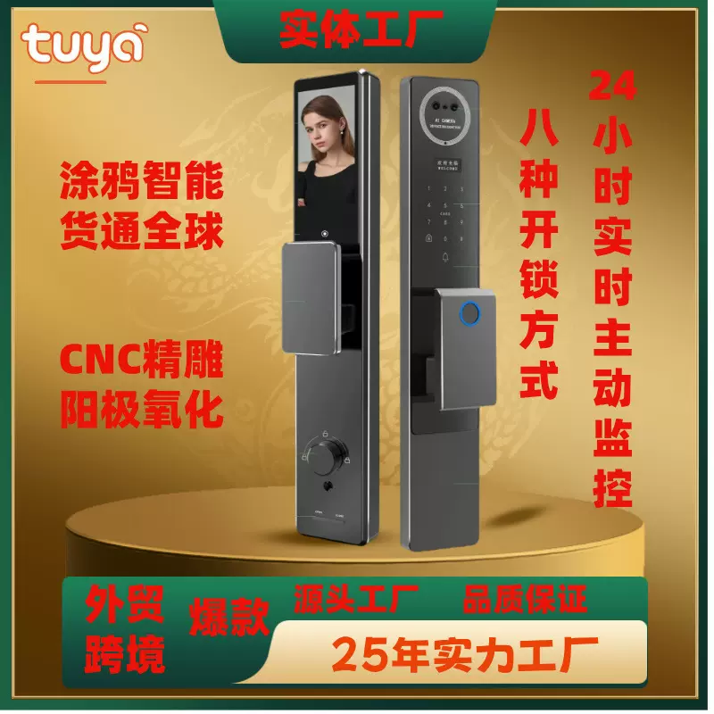 涂鸦智能锁人脸识别指纹锁跨境tuya指纹锁防盗门家用全自动智能锁
