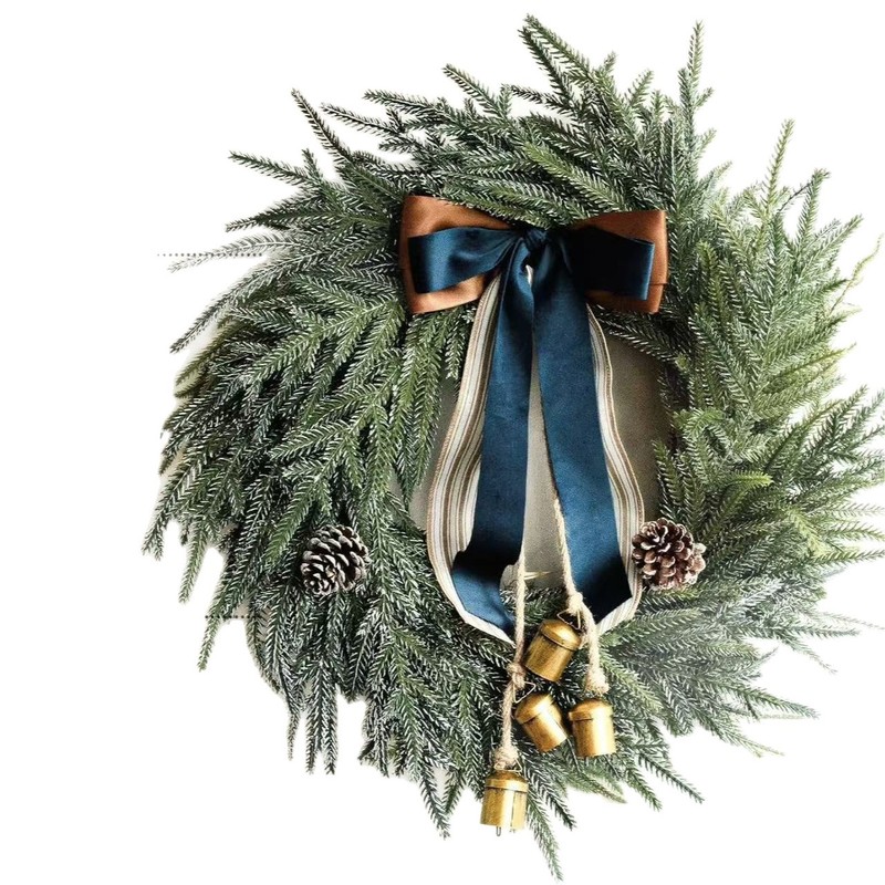凱錦クロスボーダークリスマス装飾品新作人工クリスマス蝶結び鈴花輪クリスマスホーム前門掛け|undefined
