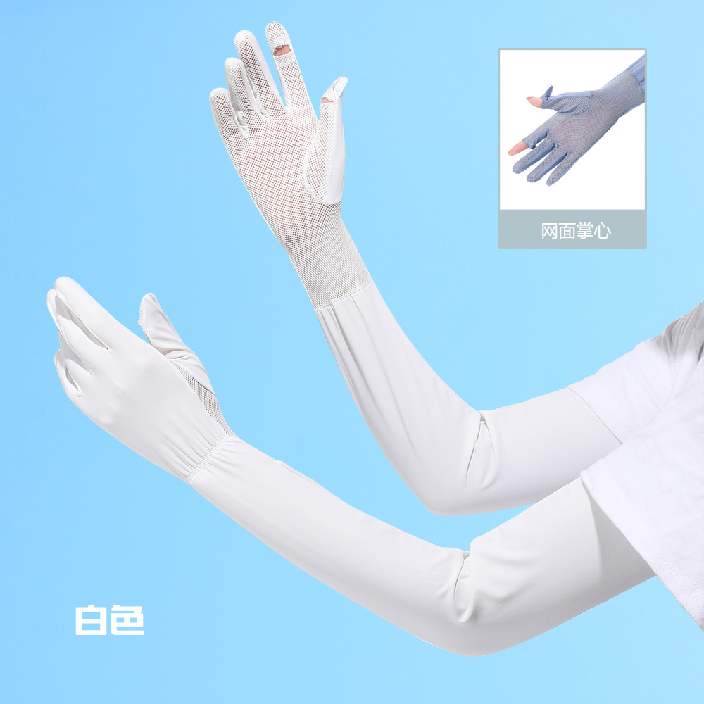 Verano al aire libre hielo seda sol protección oversleeve mujeres conducción protección solar protección UV guantes alargados antideslizante manga