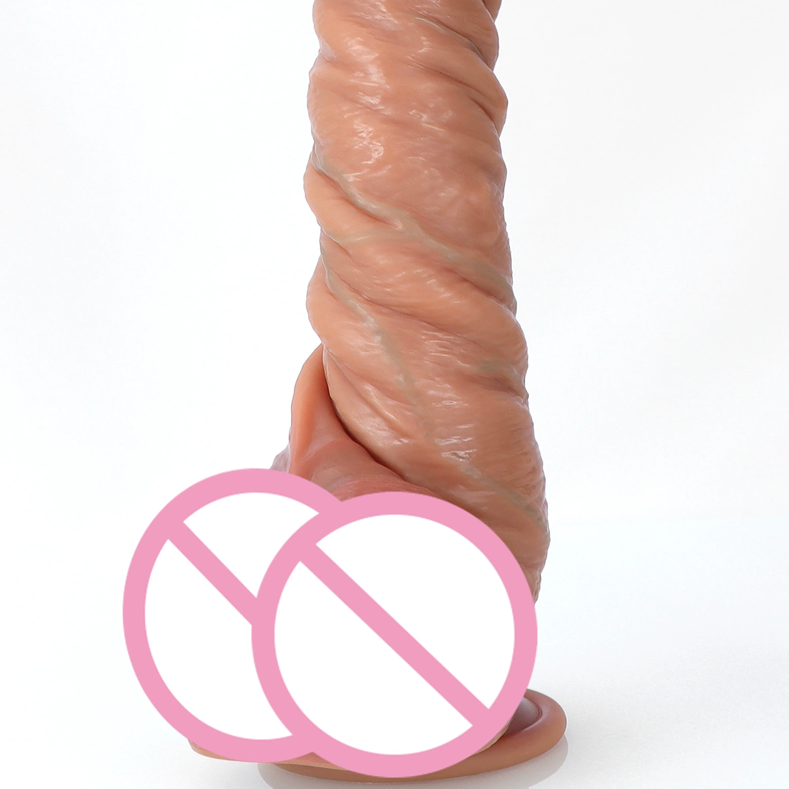 Реалистичный мягкий силиконовый dildo, ручной режим (Мышечный S/M/L), двухслойный силикон, присоска