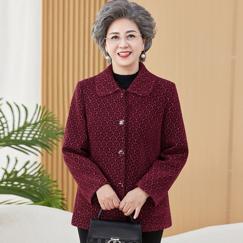 奶奶秋装外套中老年人翻领上衣女60岁70妈妈装秋冬新款老太太衣服|undefined
