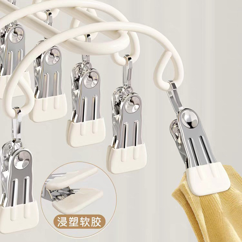 Calcetines percha de ropa con clip balcón de acero inoxidable dormitorio ropa interior artefacto a prueba de viento para bebés