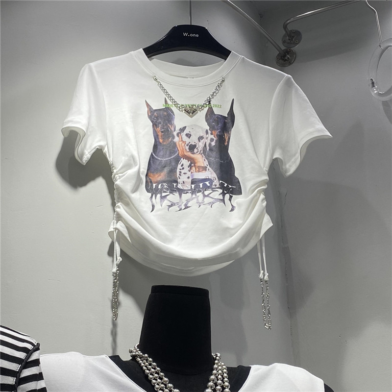Retro short design short sleeve T-shirt