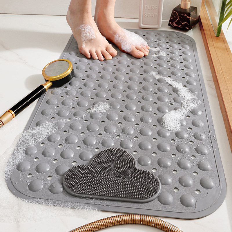 Bathroom Anti-Slip Mat, Anti-Fall, Water-Resistant, Household Toilet Floor Mat with Large Suction Cups, Massage Shower Room Bath Mat