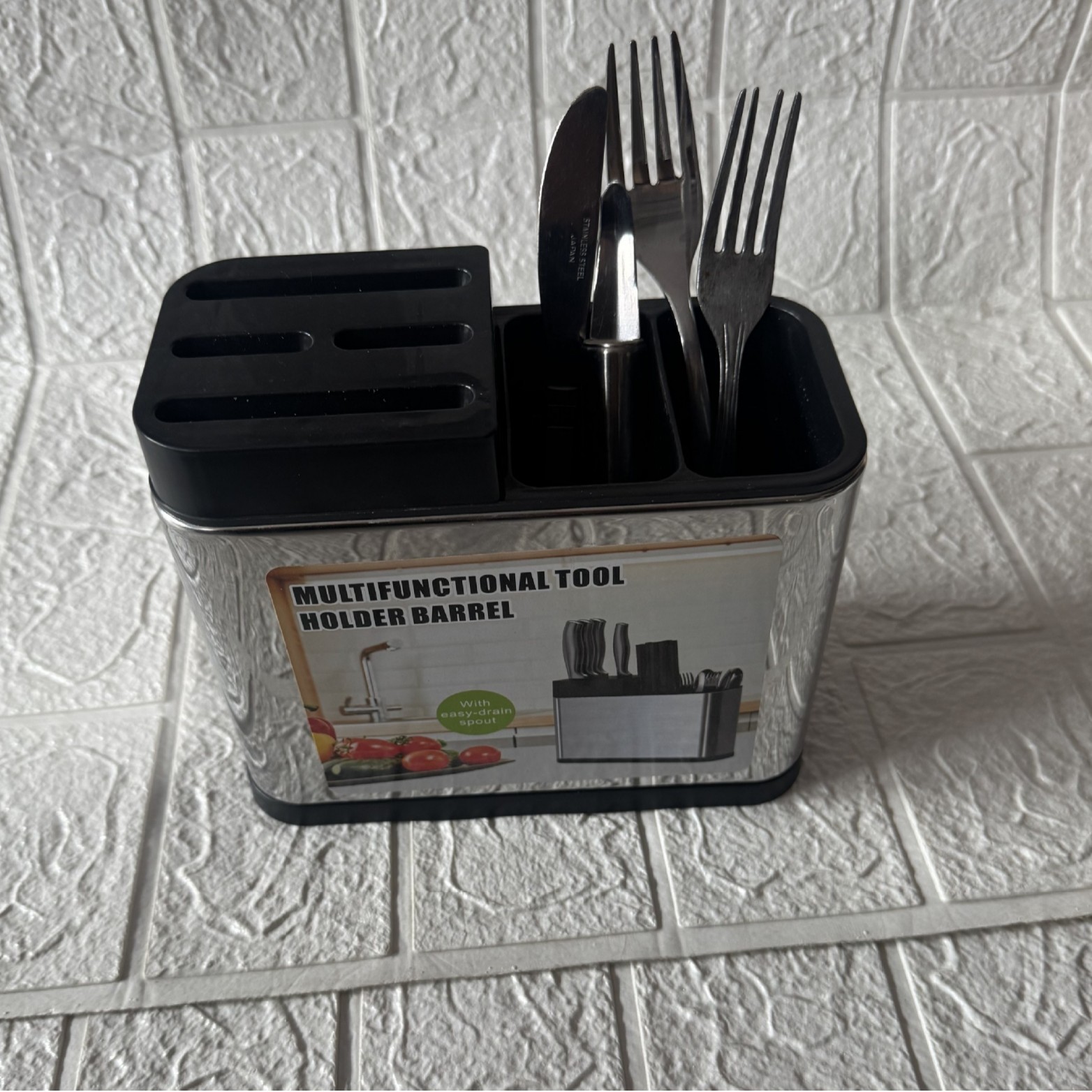 Organizador Escurridor de Cubiertos 3 en 1 de Acero Inoxidable Multifuncional para Cocina