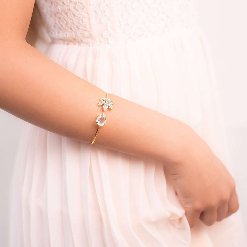 跨境欧美新娘水滴手镯 礼服婚纱饰品百搭水晶手链手饰女 Bracelet