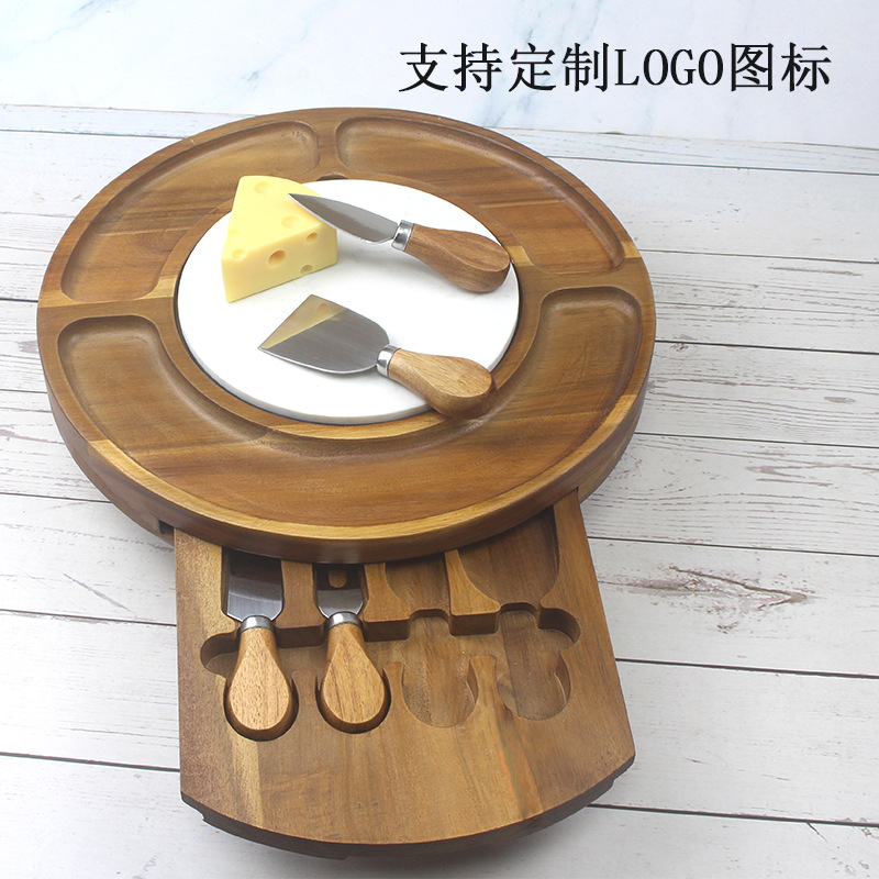 Tabla de queso de madera de acacia con cuchillos tabla de frutas tabla de mármol set de herramientas