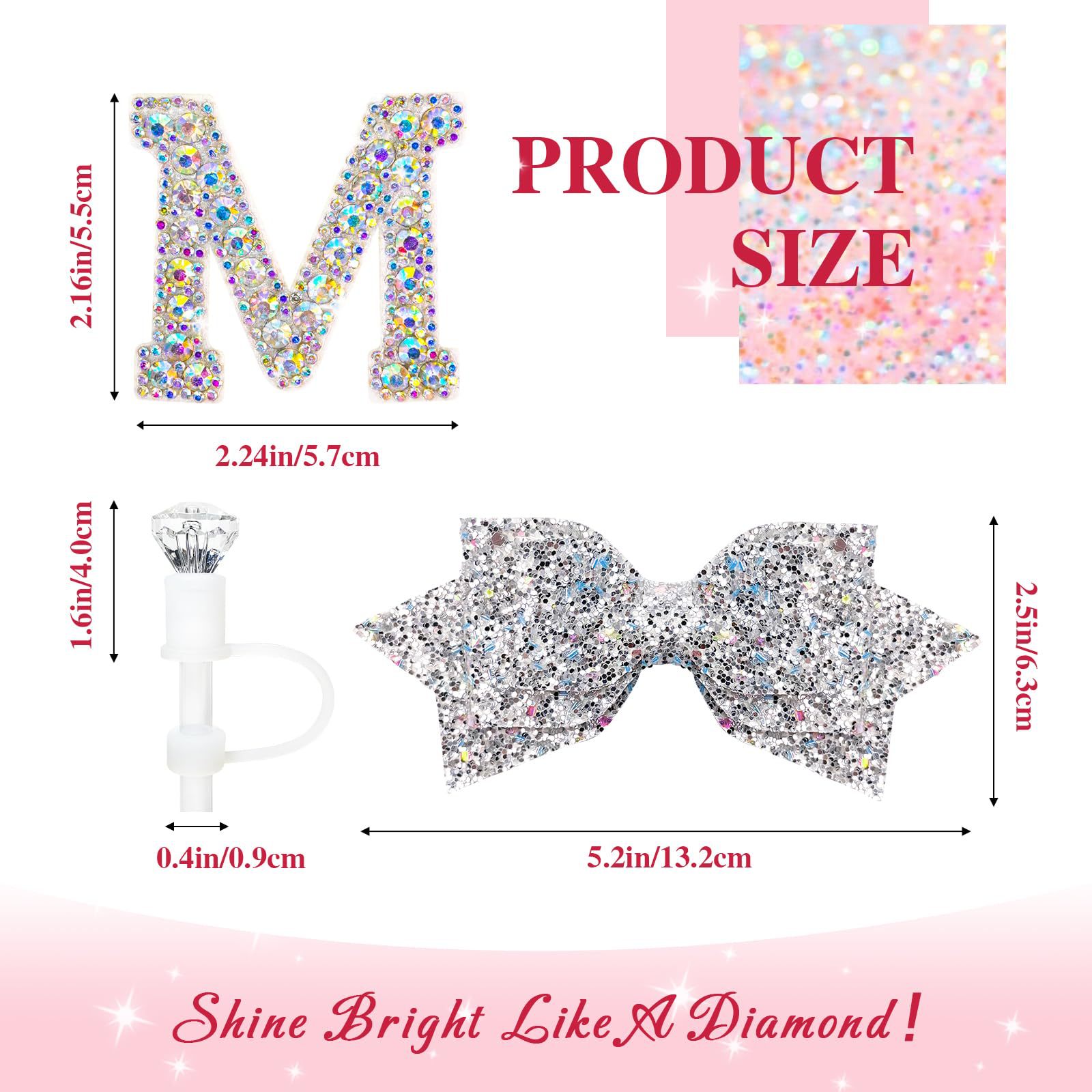 Daily Occasion Glam Letter Bow Knot Silica Gel Straw Cup Sleeves 1 Set