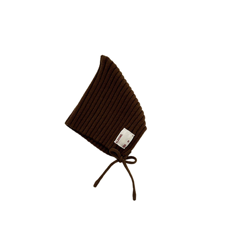 ins sombrero para bebés coreanos otoño y invierno caliente a prueba de viento gorra de punto para niños y niñas recién nacidos correa gorra de bolso