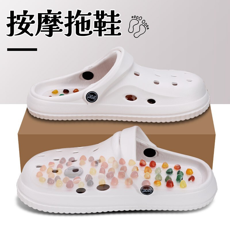 Massage Crocs Foot Acupoint Full Foot Coverage Massage Foot Massage 2025 New Summer Outerwear Beach Men's and Women's Slippers