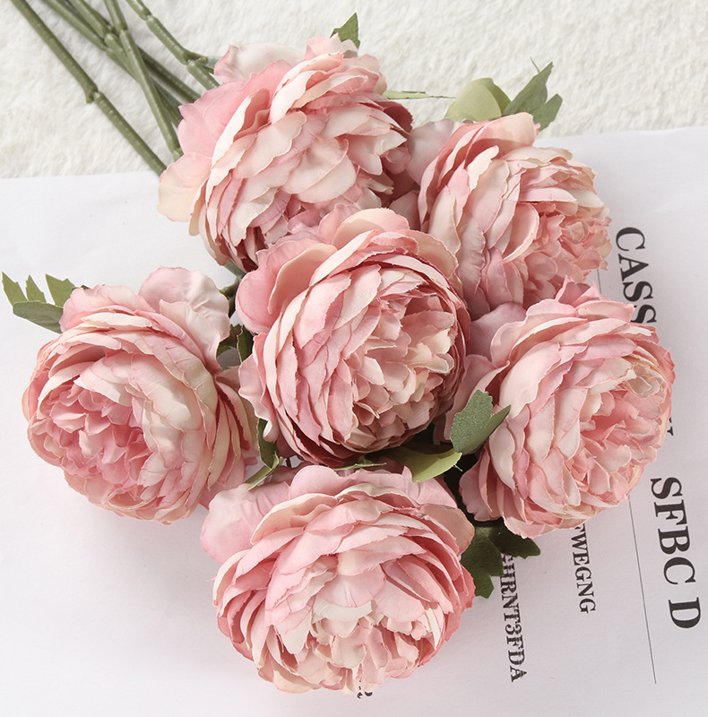Artificial flower peony bouquet Artificial flower Western rose Artificial rose flower Artificial flower Camellia rose Wedding decoration wholesale