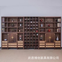 新中式实木书柜书架展示柜多宝阁博古架茶叶柜禅意置物架柜禅意风
