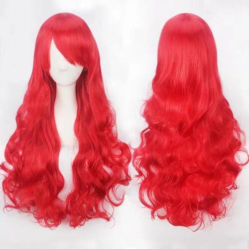 AliExpress Europe and America Cos Colorful Anime Wigs Long Curly Hair 80cm Button Net High Temperature Silk Universal Whole Wig 