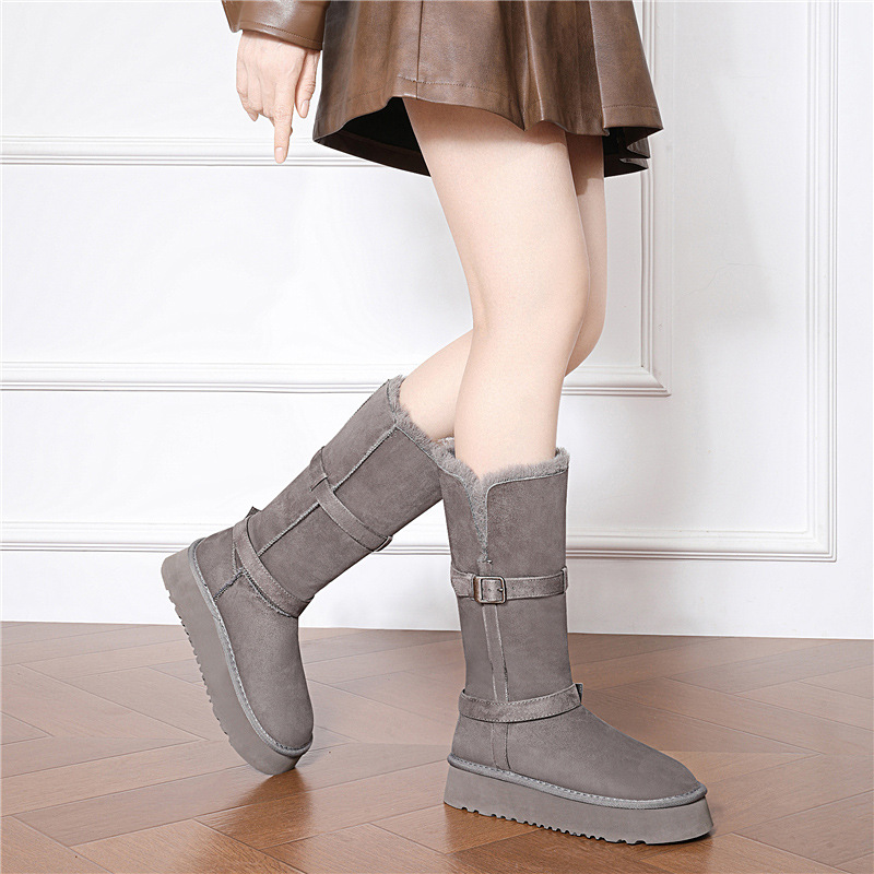 Thick-Soled Height-Increasing Mid-Calf Snow Boots For Women 2025 Winter New Fleece-Lined Warm High-End Fashionable Northeastern Cotton Boots For Women_vogvips.com