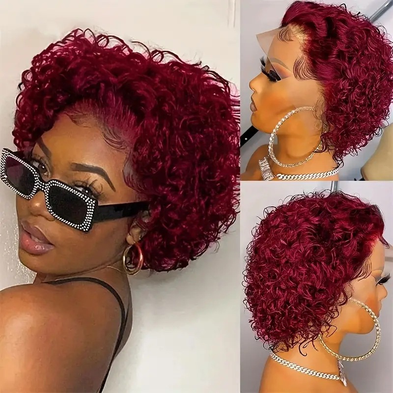 Perruque courte synthétique bouclée naturelle et volumineuse_voghion.com