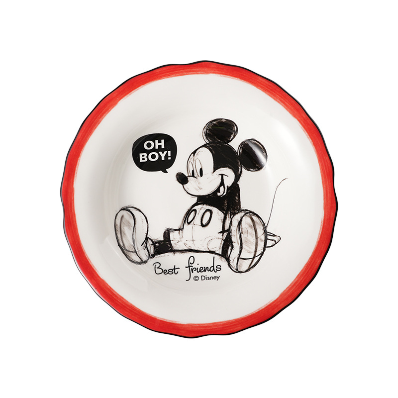Conjunto de cubiertos de cerámica Mickey 5 platos de platos de arroz para una persona, taza de mano de marca, caja de regalo de platos de platos de platos de arroz image 6