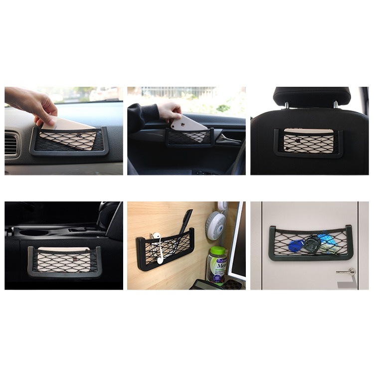 Multifuncional coche teléfono móvil de almacenamiento bolsillo neto de almacenamiento de coche suministros de coche bolsa de almacenamiento caja de artículos diversos