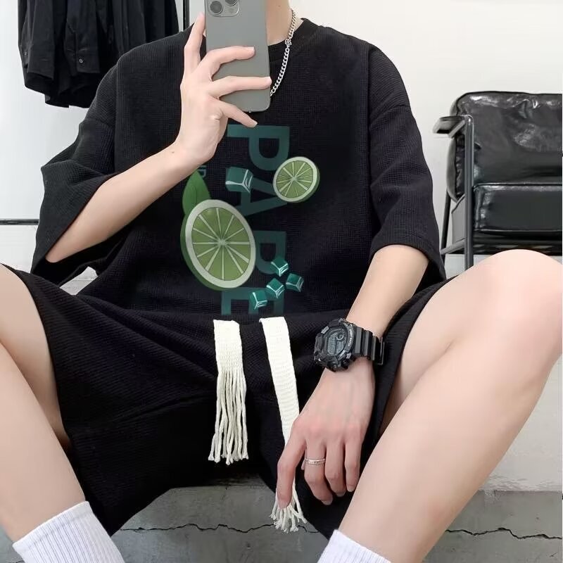 Suit Men's Summer Short-Sleeved T-Shirt Basketball Jersey Casual Shorts Two-Piece Set Korean Style Trendy 2026 Sportswear Suit Men's Summer Short-Sleeved T-Shirt Basketball Jersey Casual Shorts Two-Piece Set Korean Style Trendy 2026 Sportswear