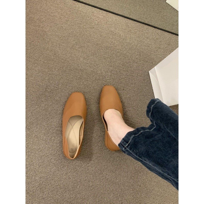 Tredy Brad Soft Leather Soft-soled Gray Shoes Wome, 2025 Summer Model, Retro Artistic Slip-o Flat Loafers For_vogvips.com